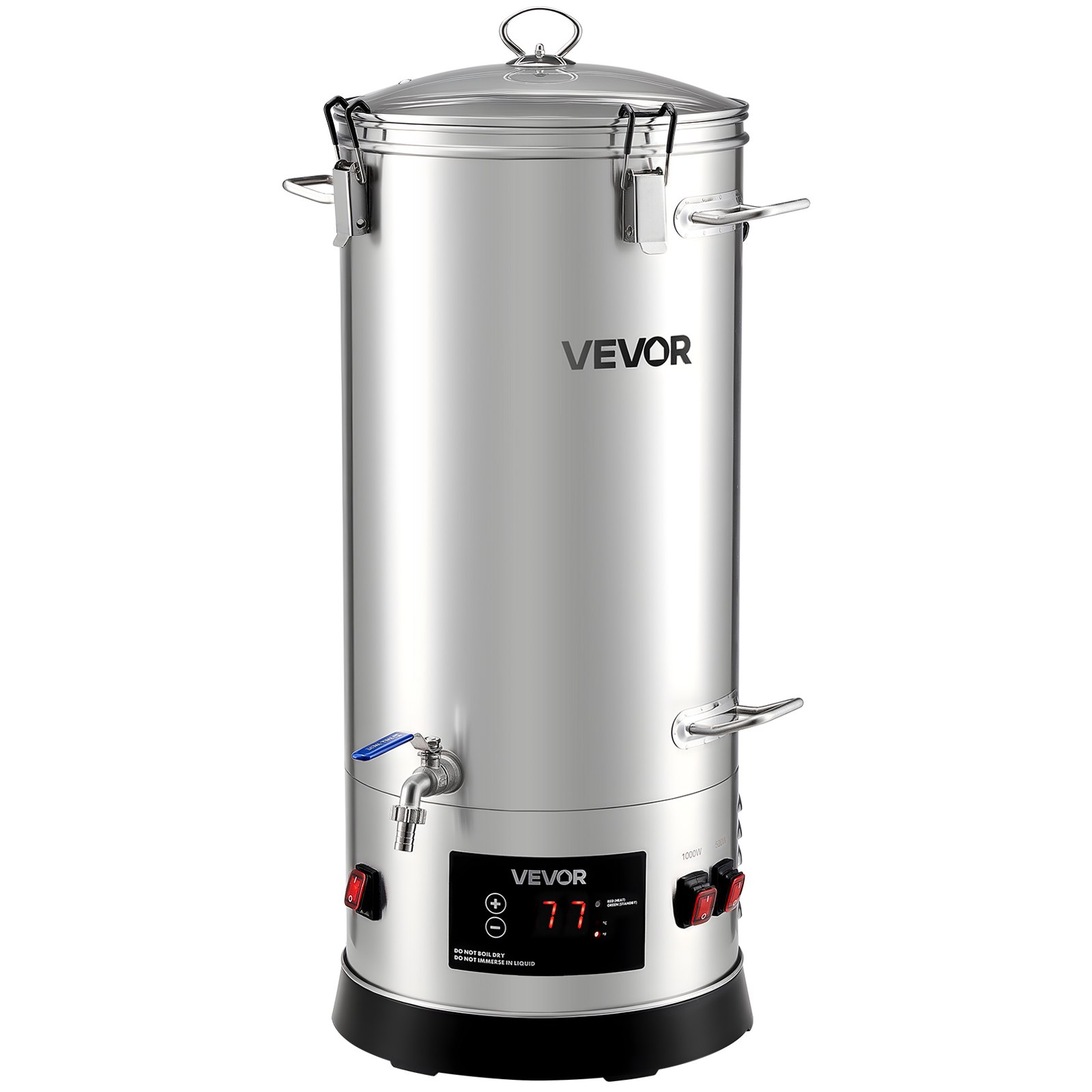 VEVOR Electric Brewing System, 8 Gal/30L Brewing Pot Home Beer Brewer, 304 Stainless Steel Body, Mash Boil Device with Integrated Inner Barrel & Reinforced Handle, 25-100℃ Temp