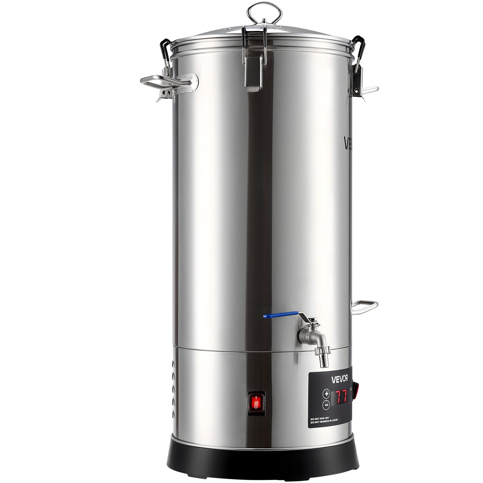 VEVOR Electric Brewing System, 8 Gal/30L Brewing Pot Home Beer Brewer, 304 Stainless Steel Body, Mash Boil Device with Integrated Inner Barrel & Reinforced Handle, 25-100℃ Temp