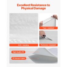 VEVOR House Wrap, 4.5 x 150 ft, 0.13 mm Thick Vapor Barrier, Heavy Duty Plastic Sheeting for Tear-resistant, Drop Cloth Vapor Barrier Covering for Residential & Commercial Construction, White