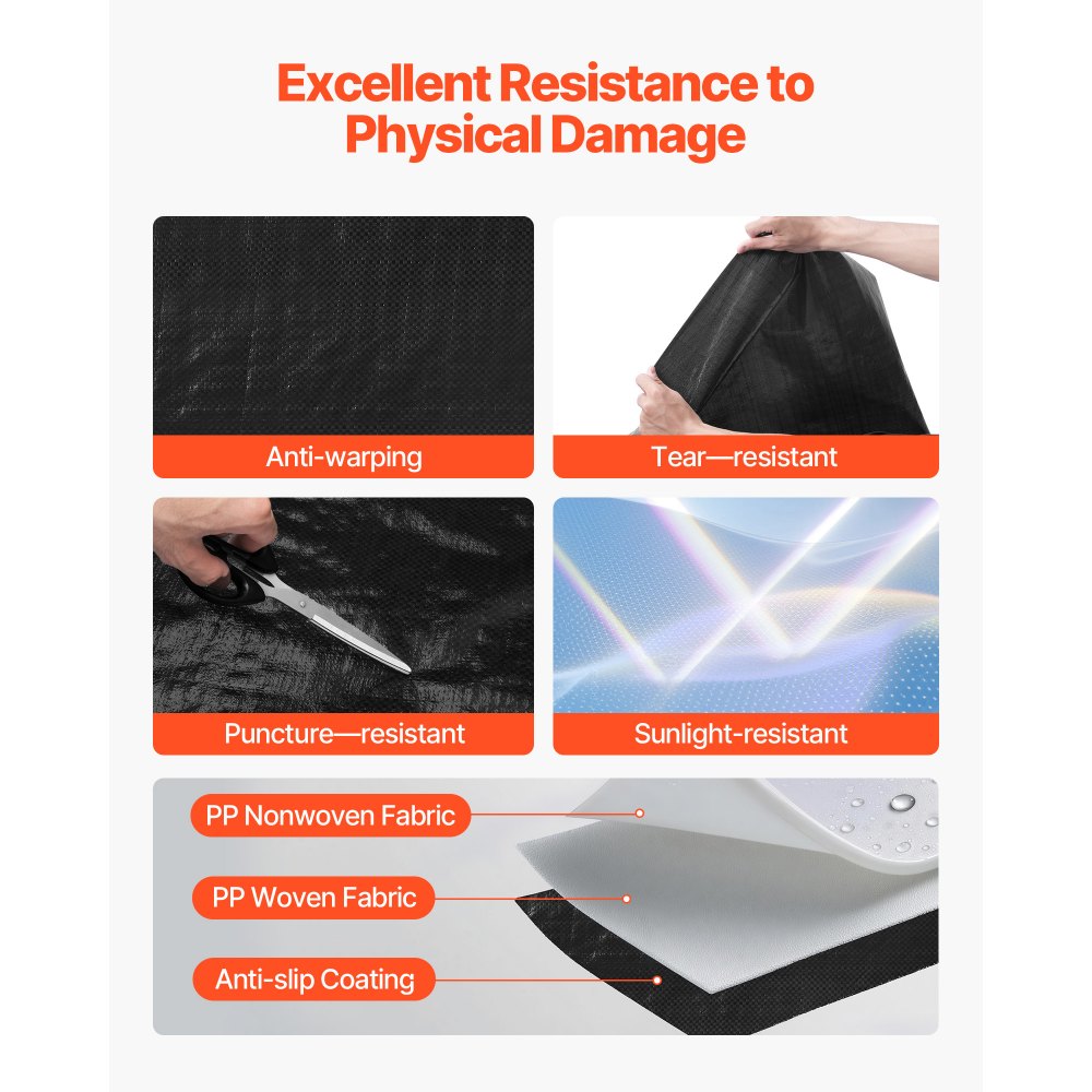 VEVOR House Wrap, 1220 x 76200 mm, 0.17 mm Thick Vapor Barrier, Heavy Duty Plastic Sheeting for Tear-resistant, Drop Cloth Vapor Barrier Covering for Residential & Commercial Construction, Black