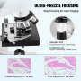VEVOR Compound Trinocular Microscope, 40X-5000X Magnification, Trinocular Compound Lab Microscope with LED Illumination & External Interface, Two-Layer Mechanical Stage, Includes Microscope Slides