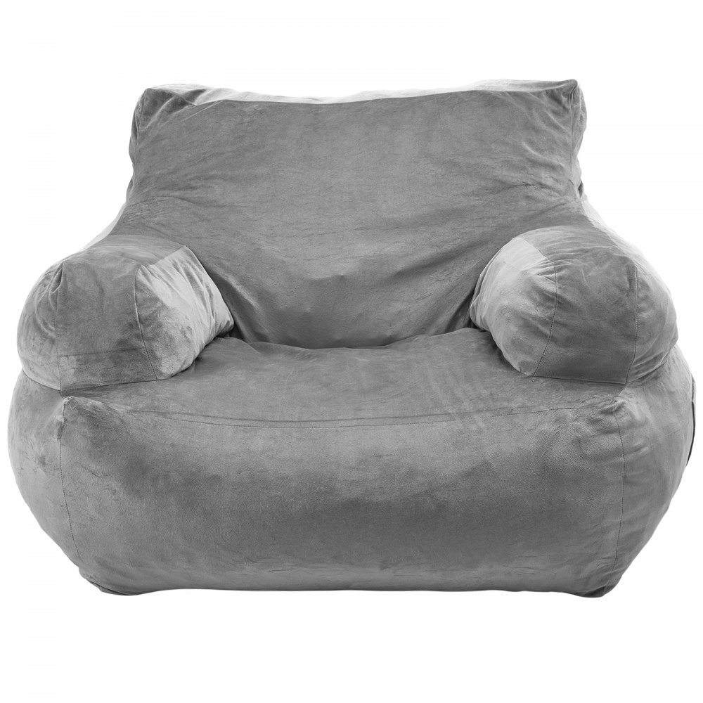 VEVOR Bean Bag Chair, BeanBag Sofa Chair with Armrests for Adults, Fluffy Plush & High-Density Foam Filling Adult Bean Bag with Zapper, Comfy Lazy Sofa Chair Ideal for Living Room, Bedroom, Grey