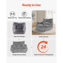 Bean Bag Chair BeanBag Sofa Chair with Armrests for Adults Plush Grey