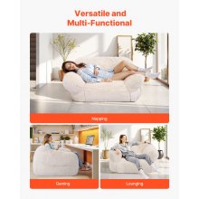 VEVOR Bean Bag Chair, BeanBag Sofa Chair with Armrests for Adults, Fluffy Plush & High-Density Foam Filling Adult Bean Bag with Zapper, Comfy Lazy Sofa Chair Ideal for Living Room, Bedroom, Beige