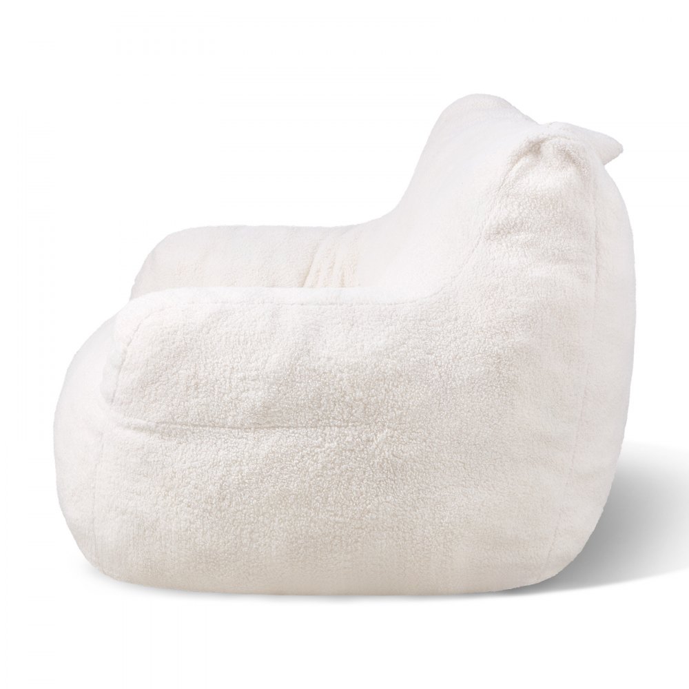 VEVOR Bean Bag Chair, 91 cm Bean Bag Chair with Soft Armrests and Storage Pocket, 25D Memory Foam Filled with Soft Teddy Velvet Cover, Bean Bag for Bedroom or Playroom, White