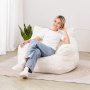 VEVOR Bean Bag Chair, 3 feet Bean Bag Chair with Soft Armrests and Storage Pocket, 25D Memory Foam Filled with Soft Teddy Velvet Cover, Bean Bag for Bedroom or Playroom, White