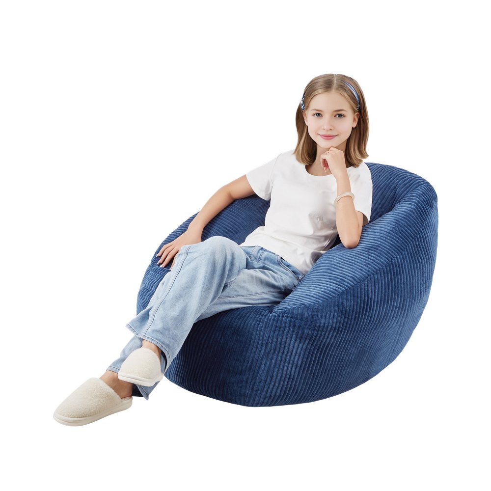 VEVOR 91 cm Bean Bag Chair with Soft Armrests and Storage Pocket Blue