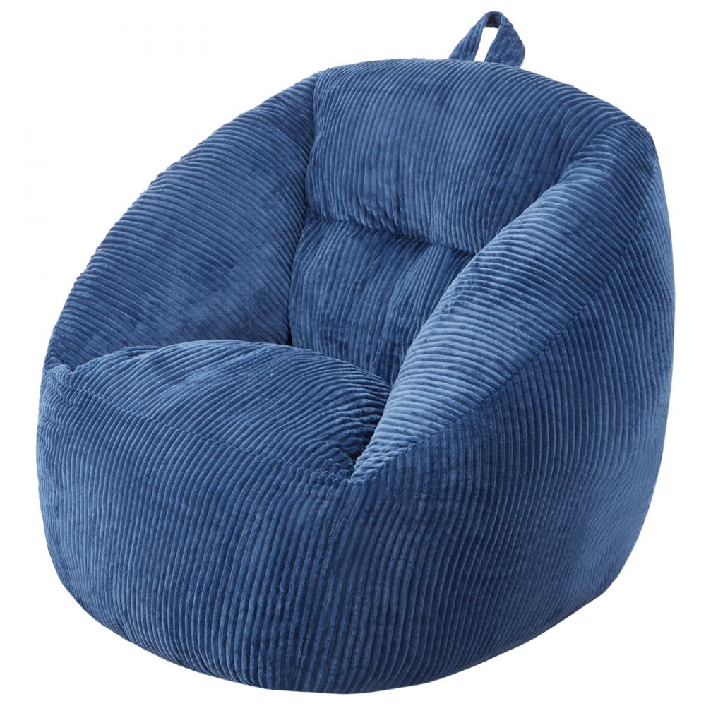 VEVOR Bean Bag Chair, 91 cm Bean Bag Chair with Soft Armrests and Storage Pocket, 25D Memory Foam Filled with Soft Teddy Velvet Cover, Bean Bag for Room, Bedroom, or Playroom, Blue