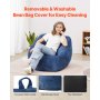 VEVOR Bean Bag Chair, 3 feet Bean Bag Chair with Soft Armrests and Storage Pocket, 25D Memory Foam Filled with Soft Teddy Velvet Cover, Bean Bag for Bedroom or Playroom, Blue