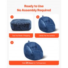 3 feet Bean Bag Chair with Soft Armrests and Storage Pocket Blue