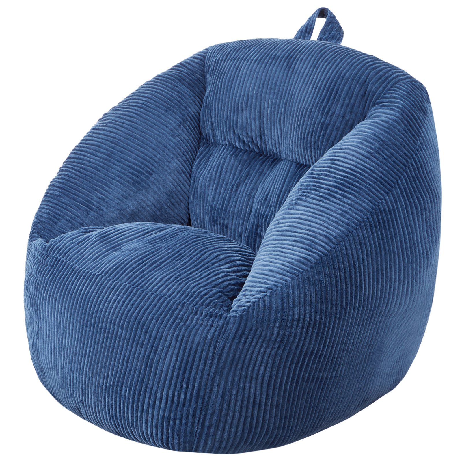 VEVOR Bean Bag Chair, 3 feet Bean Bag Chair with Soft Armrests and Storage Pocket, 25D Memory Foam Filled with Soft Teddy Velvet Cover, Bean Bag for Bedroom or Playroom, Blue