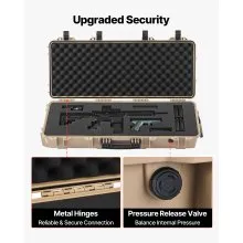 VEVOR Hard Rifle Case, Lockable Rifle Case with 4 Layers Pre-cut Foams, 36 in Gun Storage with Wheels, IP67 Waterproof & Dustproof Pistol Storage Cases for Rifles, Shotguns, Airsoft Guns, Khaki