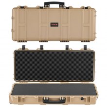VEVOR Hard Rifle Case, Lockable Rifle Case with 4 Layers Pre-cut Foams, 36 in Gun Storage with Wheels, IP67 Waterproof & Dustproof Pistol Storage Cases for Rifles, Shotguns, Airsoft Guns, Khaki
