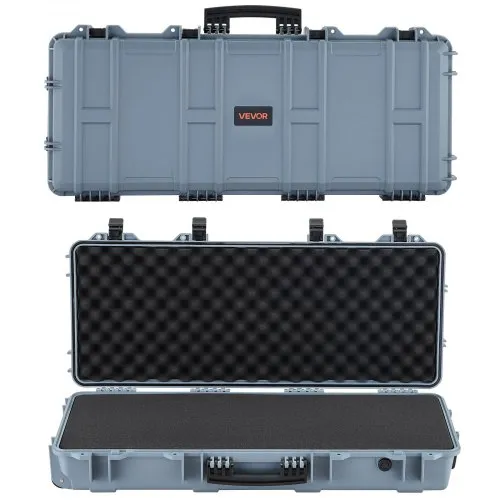 VEVOR Hard Rifle Case, Lockable Rifle Case with 4 Layers Pre-cut Foams, 914 mm Gun Storage with Wheels, IP67 Waterproof & Dustproof Pistol Storage Cases for Rifles, Shotguns, Airsoft Guns, Grey