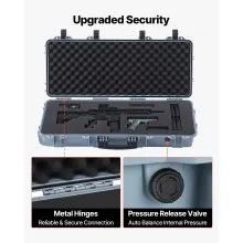 VEVOR Hard Rifle Case, Lockable Rifle Case with 4 Layers Pre-cut Foams, 914 mm Gun Storage with Wheels, IP67 Waterproof & Dustproof Pistol Storage Cases for Rifles, Shotguns, Airsoft Guns, Grey