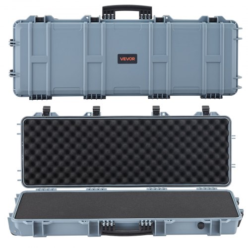 VEVOR Hard Rifle Case, Lockable Rifle Case with Pre-cut Foams, 1016 mm Gun Storage with Wheels, IP67 Waterproof & Dustproof Movable Large Pistol Storage for Rifles, Shotguns, Airsoft Guns, Grey