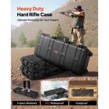 VEVOR Hard Rifle Case, Lockable Rifle Case with Pre-cut Foams, 40 in Gun Storage with Wheels, IP67 Waterproof & Dustproof Movable Large Pistol Storage for Rifles, Shotguns, Airsoft Guns, Black