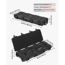 VEVOR Hard Rifle Case, Lockable Rifle Case with Pre-cut Foams, 40 in Gun Storage with Wheels, IP67 Waterproof & Dustproof Movable Large Pistol Storage for Rifles, Shotguns, Airsoft Guns, Black