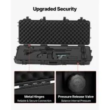 VEVOR Hard Rifle Case, Lockable Rifle Case with Pre-cut Foams, 40 in Gun Storage with Wheels, IP67 Waterproof & Dustproof Movable Large Pistol Storage for Rifles, Shotguns, Airsoft Guns, Black