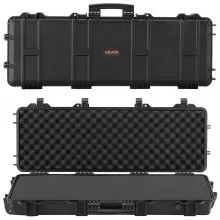 VEVOR Hard Rifle Case, Lockable Rifle Case with Pre-cut Foams, 108.9 cm Gun Storage with Wheels, IP67 Waterproof & Dustproof Movable Large Pistol Storage for Rifles, Shotguns, Airsoft Guns, Black