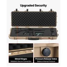 VEVOR Hard Rifle Case, Lockable Rifle Case with Pre-cut Foams, 40 in Gun Storage with Wheels, IP67 Waterproof & Dustproof Movable Large Pistol Storage for Rifles, Shotguns, Airsoft Guns, Khaki