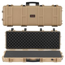 VEVOR Hard Rifle Case, Lockable Rifle Case with Pre-cut Foams, 108.9 cm Gun Storage with Wheels, IP67 Waterproof & Dustproof Movable Large Pistol Storage for Rifles, Shotguns, Airsoft Guns, Khaki
