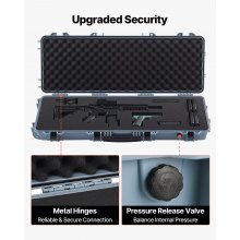 VEVOR Hard Rifle Case, Lockable Rifle Case with Pre-cut Foams, 1066 mm Movable Gun Storage with Wheels, IP67 Waterproof & Dustproof Pistol Storage for Rifle, Shotgun, Airsoft Gun, Grey