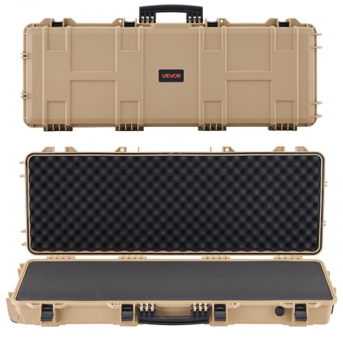 VEVOR Hard Rifle Case, Lockable Rifle Case with Pre-cut Foams, 42 in Movable Gun Storage with Wheels, IP67 Waterproof & Dustproof Pistol Storage for Rifle, Shotgun, Airsoft Gun, Khaki