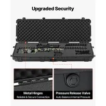 VEVOR Hard Rifle Case, Lockable Rifle Case with Detachable XPE Foam, 50 in Gun Storage with Wheels, IP67 Waterproof & Dustproof Pistol Storage Cases for Rifles, Shotguns, Airsoft Guns, Black