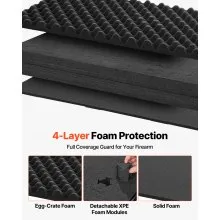 VEVOR Hard Rifle Case, Lockable Rifle Case with Detachable XPE Foam, 1270 mm Gun Storage with Wheels, IP67 Waterproof & Dustproof Pistol Storage Cases for Rifles, Shotguns, Airsoft Guns, Black