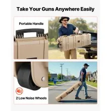 VEVOR Hard Rifle Case, Lockable Rifle Case with Pre-cut Foams, 1270 mm Movable Gun Storage with Wheels, IP67 Waterproof & Dustproof Pistol Storage for Rifle, Shotgun, Airsoft Gun, Khaki