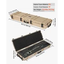 VEVOR Hard Rifle Case, Lockable Rifle Case with Pre-cut Foams, 52 in Gun Storage with Wheels, Heavy Duty IP67 Waterproof & Dustproof Pistol Storage Cases for Rifles, Shotguns, Airsoft Guns, Khaki