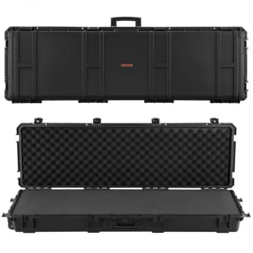 VEVOR Hard Rifle Case, Lockable Rifle Case with Pre-cut Foams, 1320 mm Gun Storage with Wheels, Heavy Duty IP67 Waterproof & Dustproof Pistol Storage Cases for Rifles, Shotguns, Airsoft Guns, Black