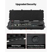 VEVOR Hard Rifle Case, Lockable Rifle Case with Pre-cut Foams, 52 in Gun Storage with Wheels, Heavy Duty IP67 Waterproof & Dustproof Pistol Storage Cases for Rifles, Shotguns, Airsoft Guns, Black
