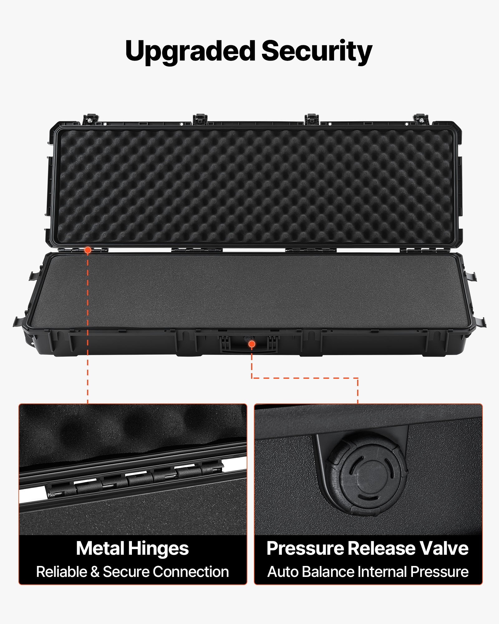 VEVOR Hard Rifle Case, Lockable Rifle Case with Pre-cut Foams, 52 in ...