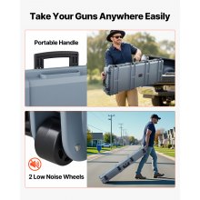 VEVOR Hard Rifle Case, Lockable Rifle Case with Pre-cut Foams, 1320 mm Gun Storage with Wheels, Heavy Duty IP67 Waterproof & Dustproof Pistol Storage Cases for Rifles, Shotguns, Airsoft Guns, Grey