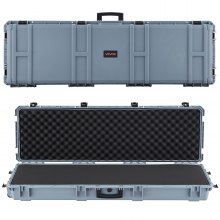VEVOR Hard Rifle Case, Lockable Rifle Case with Pre-cut Foams, 139.1 cm Gun Storage with Wheels, Heavy Duty IP67 Waterproof & Dustproof Pistol Storage Cases for Rifles, Shotguns, Airsoft Guns, Grey