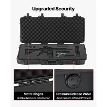 VEVOR Hard Rifle Case, Lockable Rifle Case with 4 Layers Pre-cut Foams, 36 in Gun Storage with Wheels, IP67 Waterproof & Dustproof Pistol Storage Cases for Rifles, Shotguns, Airsoft Guns, Black