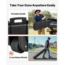 VEVOR Hard Rifle Case, Lockable Rifle Case with 4 Layers Pre-cut Foams, 36 in Gun Storage with Wheels, IP67 Waterproof & Dustproof Pistol Storage Cases for Rifles, Shotguns, Airsoft Guns, Black