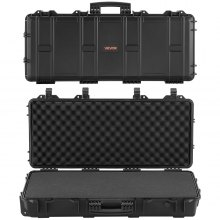 VEVOR Hard Rifle Case, Lockable Rifle Case with 4 Layers Pre-cut Foams, 36 in Gun Storage with Wheels, IP67 Waterproof & Dustproof Pistol Storage Cases for Rifles, Shotguns, Airsoft Guns, Black