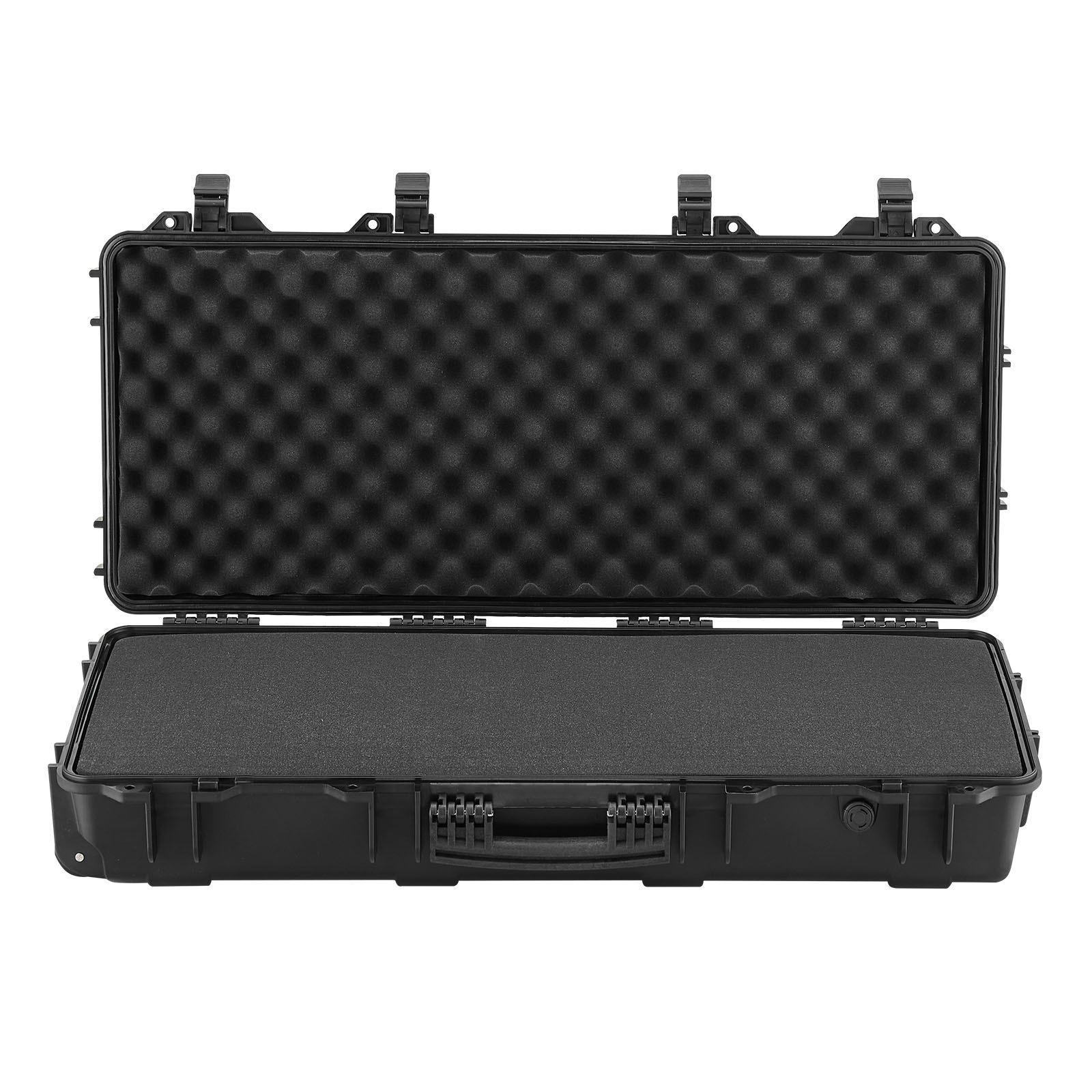 VEVOR Hard Rifle Case, Lockable Rifle Case with 4 Layers Pre-cut Foams, 98 cm Gun Storage with Wheels, IP67 Waterproof & Dustproof Pistol Storage Cases for Rifles, Shotguns, Airsoft Guns, Black
