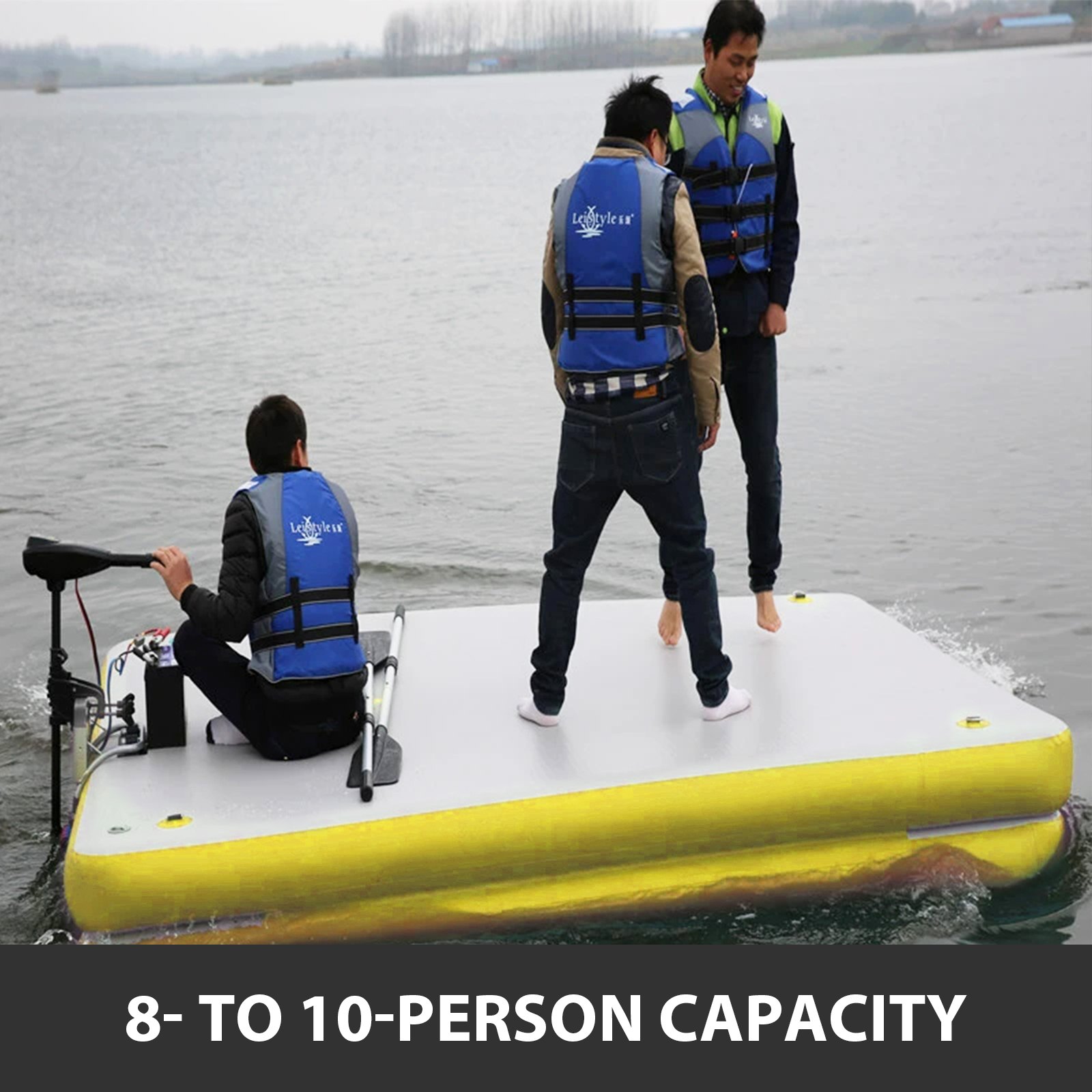 Inflatable Floating Mesa Dock Swim Deck Platform Inflatable Island- 3mx3m