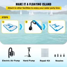Inflatable Dock Platform Inflatable Floating Dock 10x6.5 ft w/ Electric Air Pump