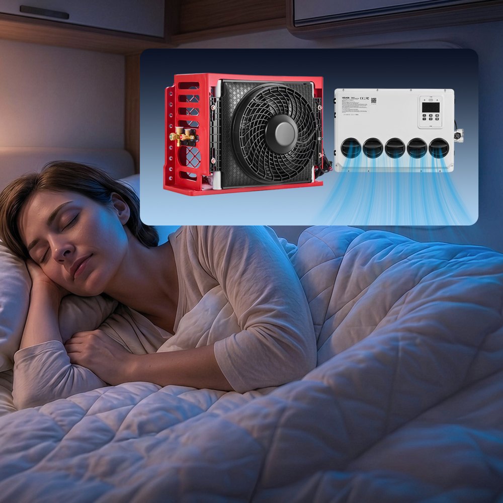 VEVOR Truck Air Conditioner, 12V 10000 BTU Mini Split AC Unit, 400 m³/h Airflow Cab Air Conditioner, Quiet A/C Unit Fast Cooling for Semi Truck, Camper, Construction Vehicle, Crane, Tractor, Excavator