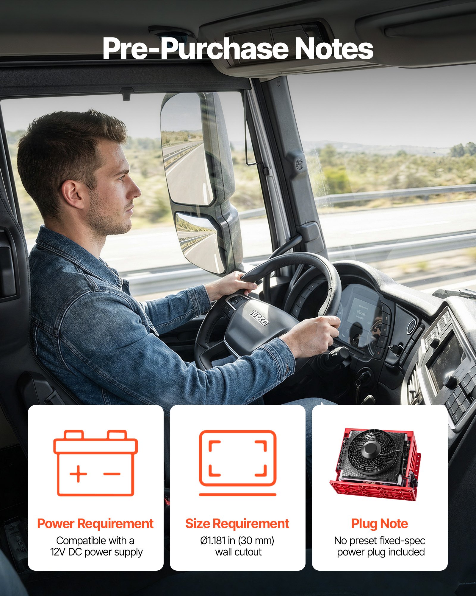 VEVOR Truck Air Conditioner, 12V 10000 BTU Mini Split AC Unit, 400 m³/h Airflow Cab Air Conditioner, Quiet A/C Unit Fast Cooling for Semi Truck, Camper, Construction Vehicle, Crane, Tractor, Excavator