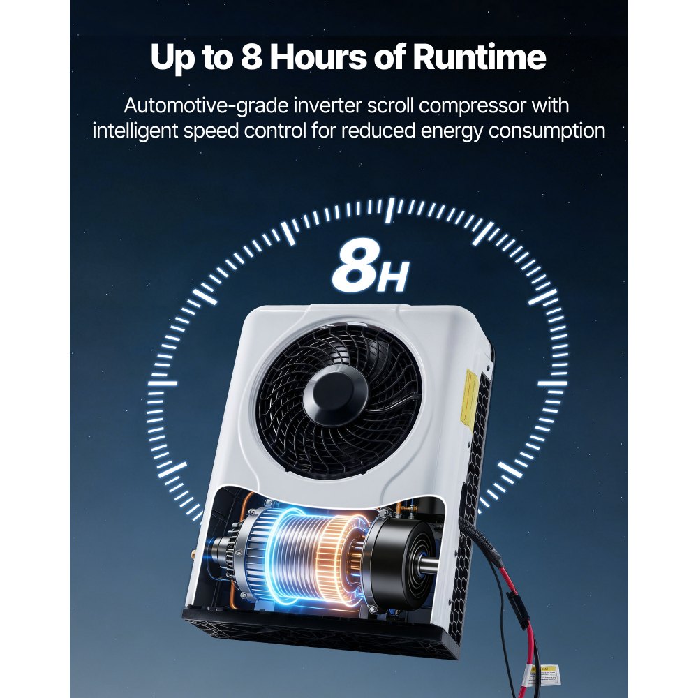 VEVOR Truck Air Conditioner, 12V 10000 BTU Mini Split AC Unit, 400 m³/h Airflow Cab Air Conditioner, Fast Cooling Low Noise for Semi Truck, Camper, Construction Vehicle, Crane, Tractor, Excavator