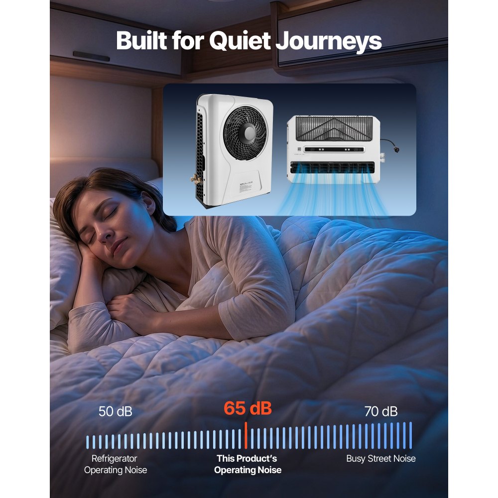 VEVOR Truck Air Conditioner, 12V 10000 BTU Mini Split AC Unit, 400 m³/h Airflow Cab Air Conditioner, Fast Cooling Low Noise for Semi Truck, Camper, Construction Vehicle, Crane, Tractor, Excavator