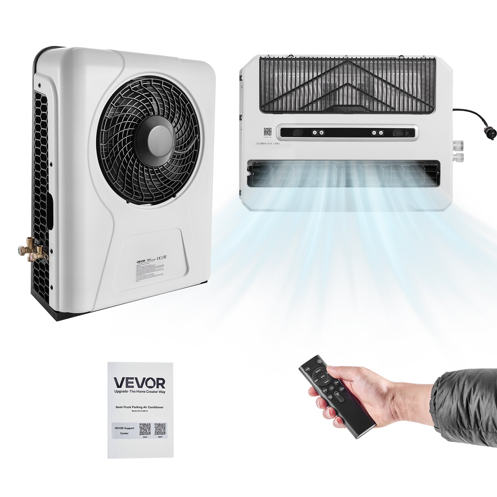 VEVOR Truck Air Conditioner, 12V 10000 BTU Mini Split AC Unit, 400 m³/h Airflow Cab Air Conditioner, Fast Cooling Low Noise for Semi Truck, Camper, Construction Vehicle, Crane, Tractor, Excavator
