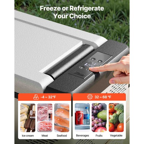 VEVOR 12 Volt Refrigerator 10 Qt, Portable Mini Freezer (-4℉~68℉) W/APP Control Car Compressor Fridge Cooler 12V/24V DC and 110-220V AC For Camping, Road Trip, Travel, Outdoor and Home