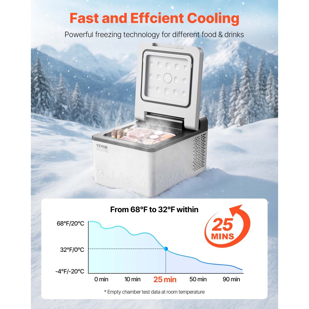 VEVOR 12 Volt Refrigerator 10 Qt, Portable Mini Freezer (-4℉~68℉) with APP Control Car Compressor Fridge Cooler 12V/24V DC and 110-220V AC For Camping, Road Trip, Travel, Outdoor and Home